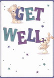 Charming and full of warmth, this illustrated get well card beams with the soft optimism found in every thoughtful act shared across East Sheen. At its heart, a lovable teddy bear and a floppy-eared pup play shoulder-to-shoulder, each holding on to vibrant, oversized letters that spell 'Get Well'-a joyful act reminiscent of children running through Palewell Common, full of energy and hope. The letters, painted in standout purples and teals, rise from the cream-hued background, lighting up the design with gentle vibrancy. Scattered stars in lavender and blue shimmer nearby, infusing the scene with a hint of whimsy and possibility. You can almost sense the comforting plushness of the bear's fur and the puppy's soft, inviting ears-a welcome embrace on a day in need of encouragement. Just as a thoughtfully arranged bouquet from East Sheen Flowers brightens a home, this card promises comfort and heartfelt care, offering gentle reassurance to anyone from the leafy corners of SW14 in need of a little cheer.